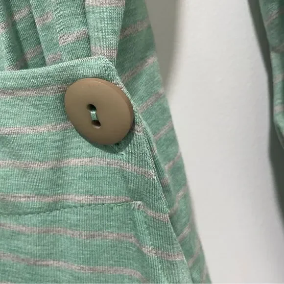 Soft Surroundings Women's Green/Gray Striped Long Sleeve Wrap Blouse Large 14-16 - Picture 4 of 7